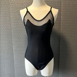 V28 Black Mesh Detail Swimsuit